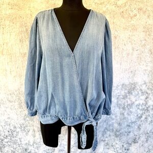 Velvet Heart Tencel Denim Wrap Top - Medium
